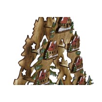 Weihnachtsschmuck DKD Home Decor grün natürlich Holz Baum Häuser 30 x 15 x 37 cm (3 Stück)