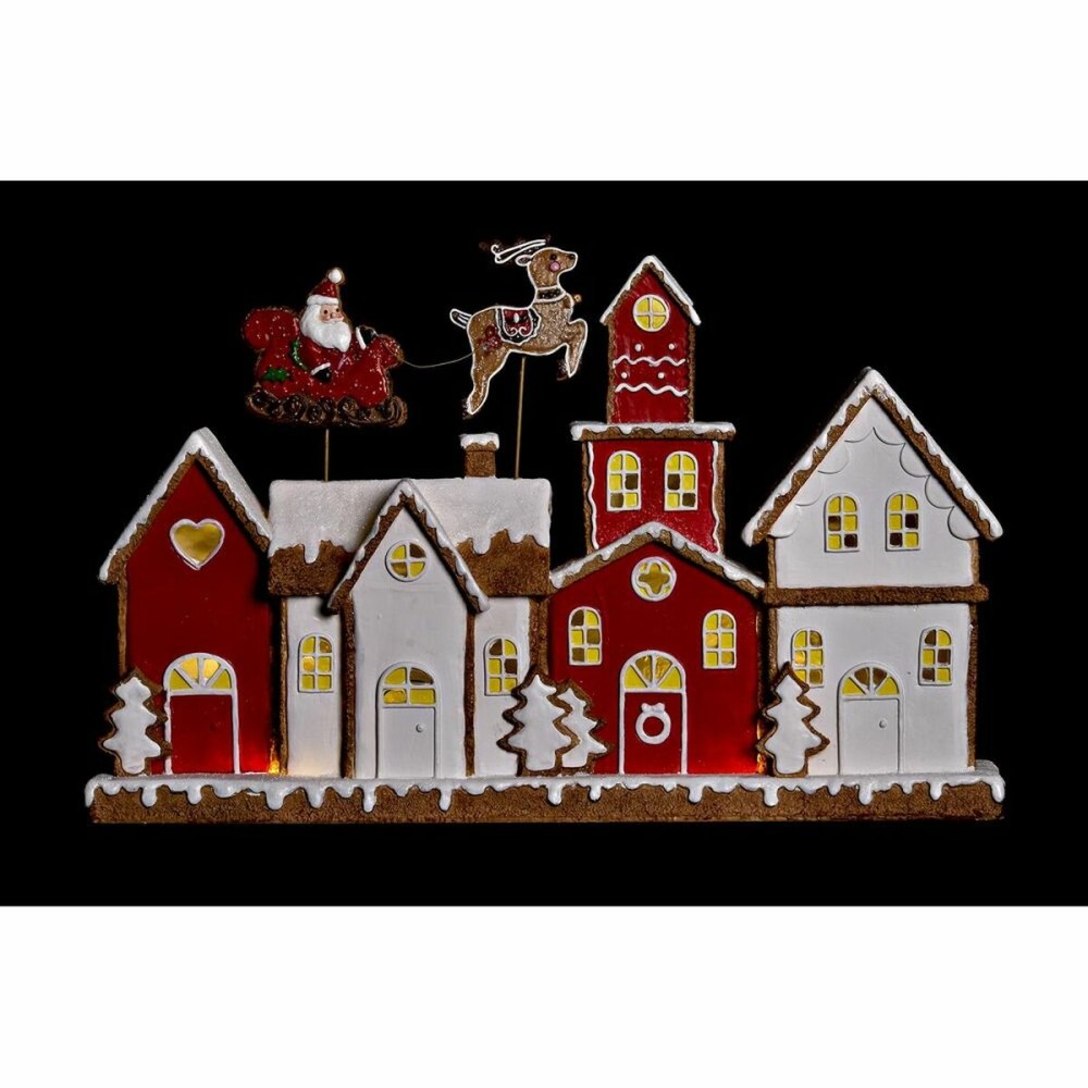 Décorations de Noël DKD Home Decor Maison Blanc Rouge Résine 41 x 7,5 x 27 cm