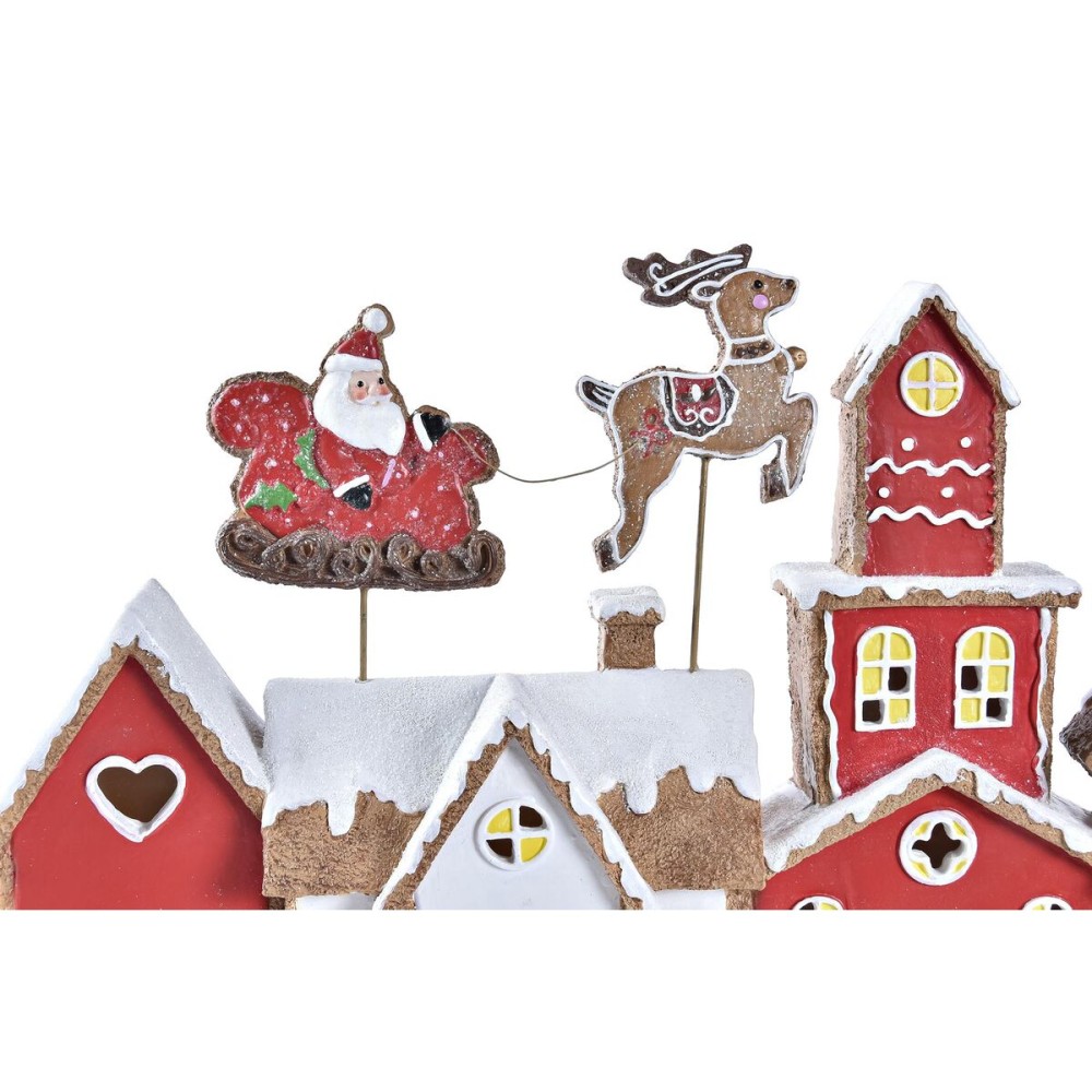 Décorations de Noël DKD Home Decor Maison Blanc Rouge Résine 41 x 7,5 x 27 cm