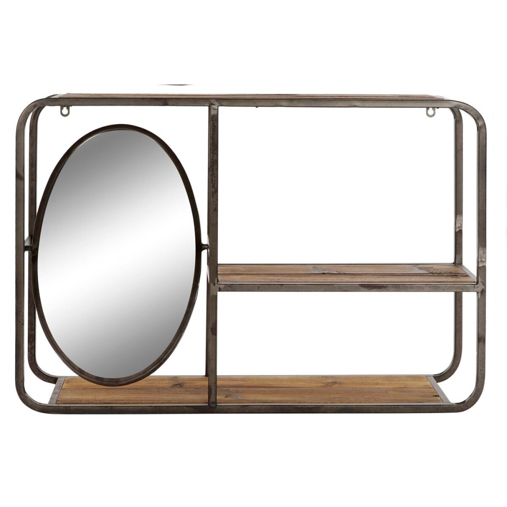 Étagère DKD Home Decor Noir Brun foncé Bois Métal Miroir 73 x 19 x 50 cm