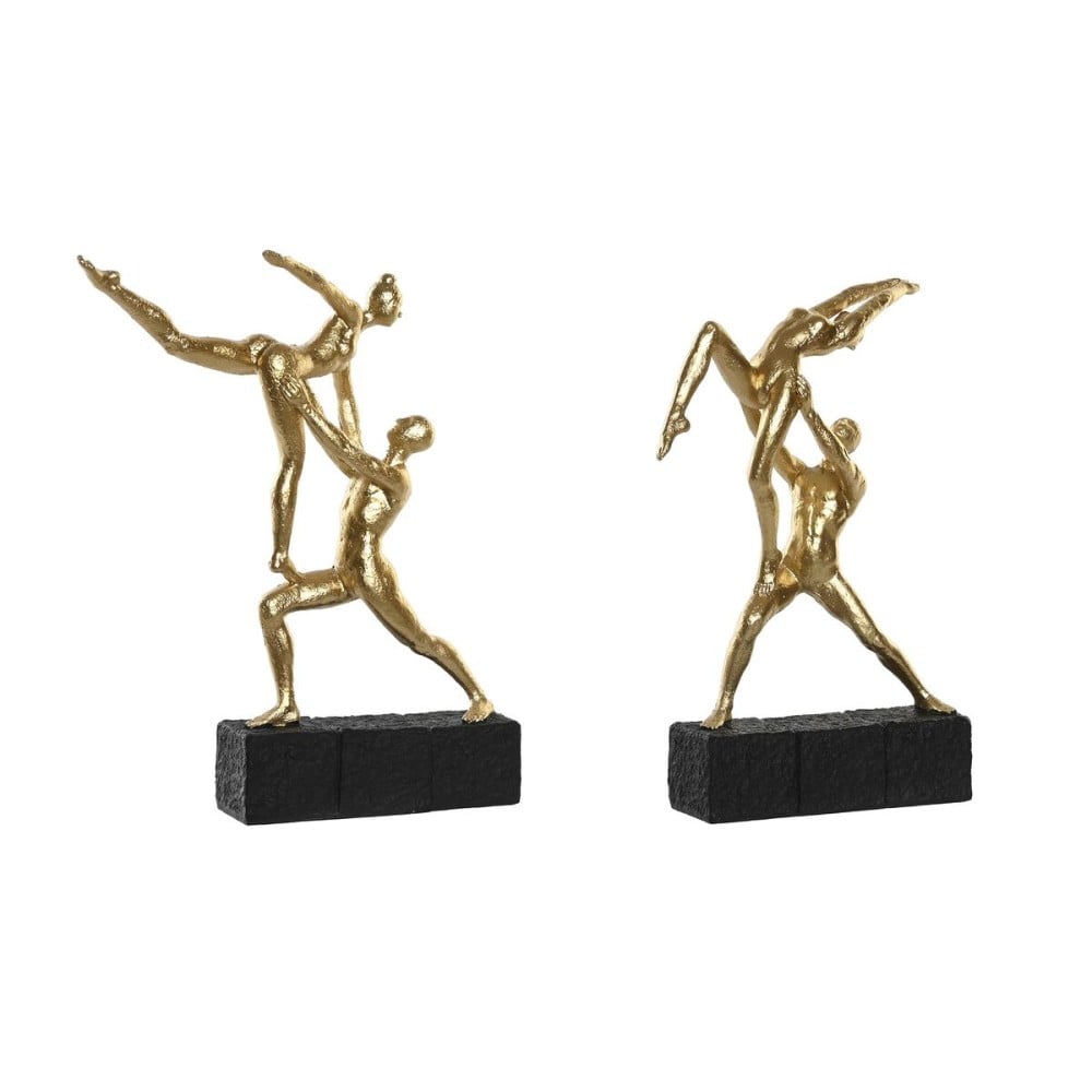 Figurine Décorative DKD Home Decor 21 x 5,5 x 25,5 cm Noir Doré Gymnaste (2 Unités)