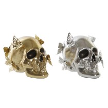 Deko-Figur DKD Home Decor Gold Silberfarben Totenkopf 16,5 x 10,5 x 11,5 cm (2 Stück)