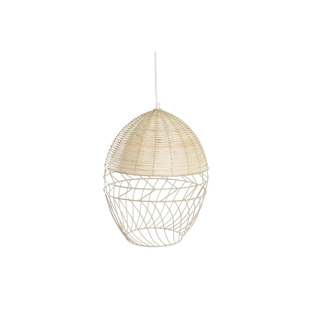 Suspension DKD Home Decor Métal Blanc Marron Clair Rotin 50 W (30 x 30 x 38 cm)