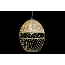 Deckenlampe DKD Home Decor Metall Weiß Hellbraun Rattan 50 W (30 x 30 x 38 cm)