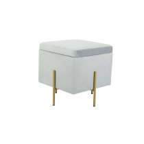 Fußstütze DKD Home Decor Grau Gold Metall Samt (45 x 45 x 45 cm)