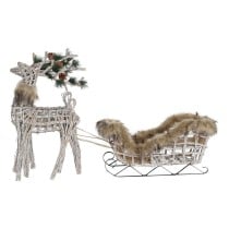 Christmas bauble DKD Home Decor Reindeer White Brown wicker 58 x 30 x 30 cm (3 Pieces)