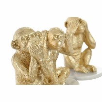 Deko-Figur DKD Home Decor Weiß Gold Tropical Affen 10,5 x 10,5 x 18,5 cm (3 Stücke)