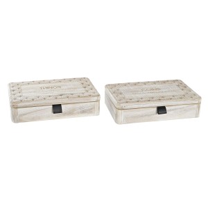 Dekorative Box DKD Home Decor natürlich Holz MDF 28 x 18 x 6,5 cm (2 Stück)