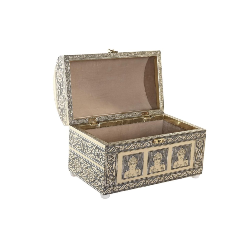 Jewelry box DKD Home Decor 25 x 15,5 x 18 cm Champagne Beige Wood Aluminium