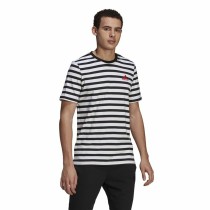 Herren Kurzarm-T-Shirt  Essentials Stripey  Adidas Embroidered Logo Schwarz