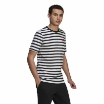 Herren Kurzarm-T-Shirt  Essentials Stripey  Adidas Embroidered Logo Schwarz