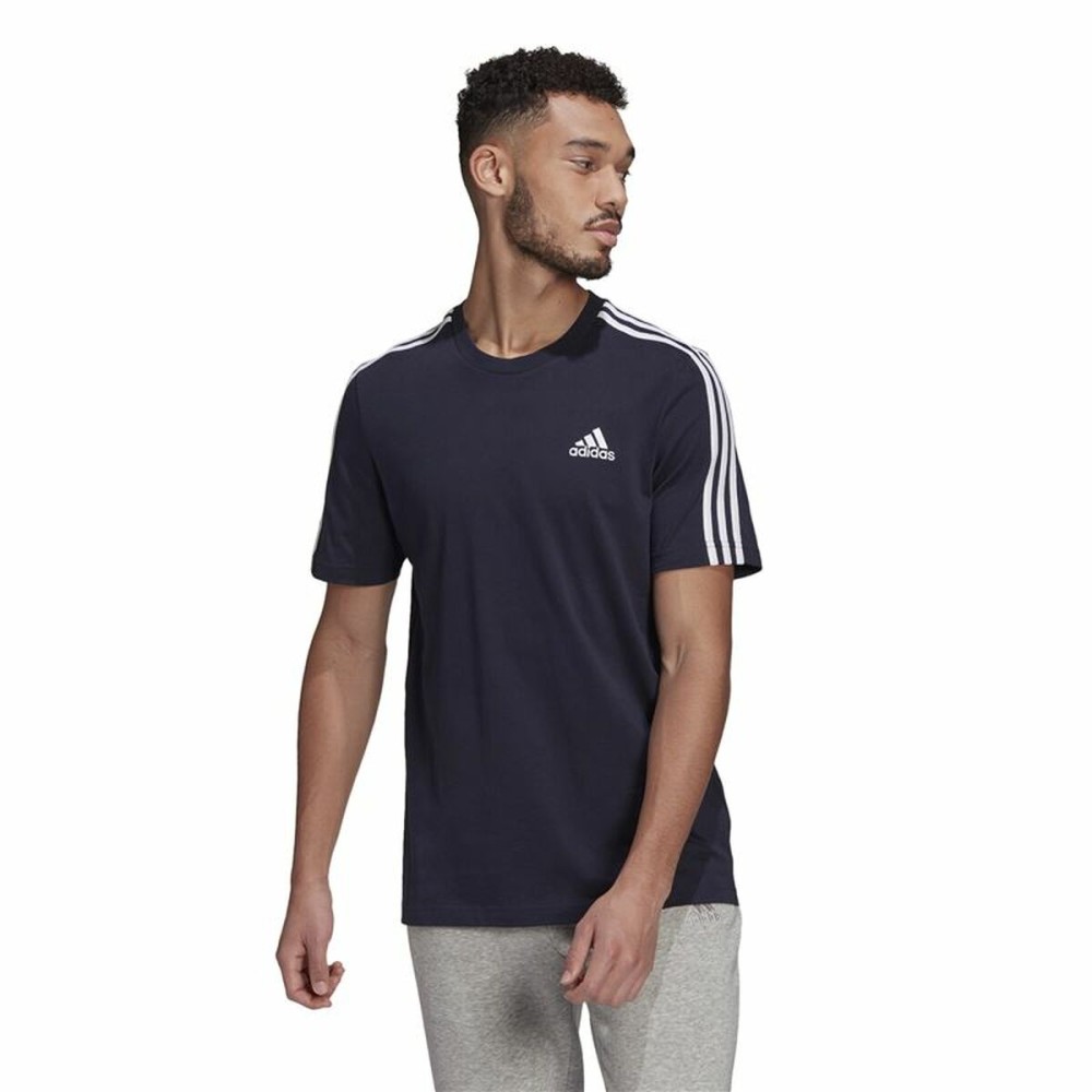 Herren Kurzarm-T-Shirt Essentials 3 bandas Adidas Legend Ink Blau Dunkelblau