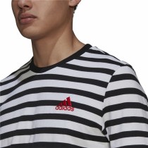 Men’s Short Sleeve T-Shirt  Essentials Stripey  Adidas Embroidered Logo Black