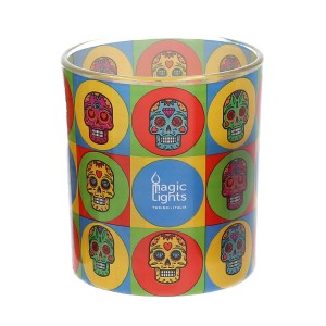 Kerze Magic Lights Totenkopf (7,5 x 8,4 cm)