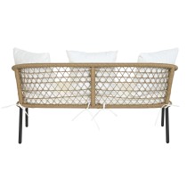 Tisch mit 3 Sesseln DKD Home Decor Weiß 137 x 73,5 x 66,5 cm Synthetischer Rattan Stahl