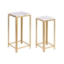 Set of 2 tables DKD Home Decor White Golden 33 x 33 x 70 cm