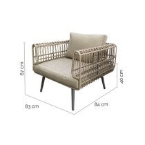 Gartenbank Ariki 83 x 84 x 67 cm Synthetischer Rattan Stahl