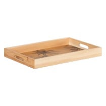 Tablett für Snacks 45 x 31 x 5 cm natürlich Holz Rattan 3 Stücke Palme