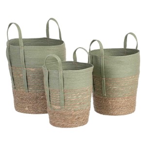 Lot de paniers 42 x 42 x 48 cm Menthe Fibre naturelle (3 Pièces)