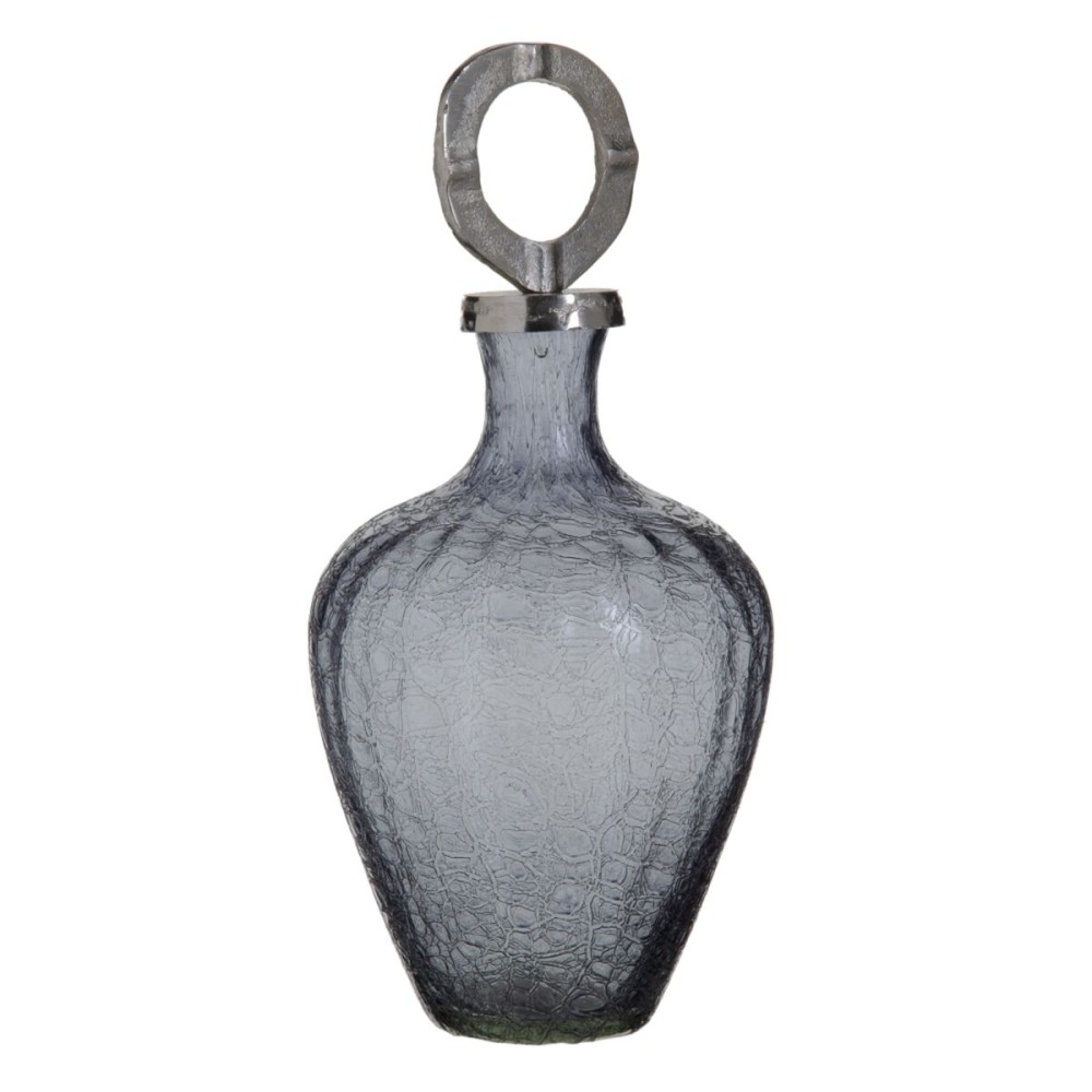 Vase Verre Gris Métal Argent 20 x 20 x 30 cm