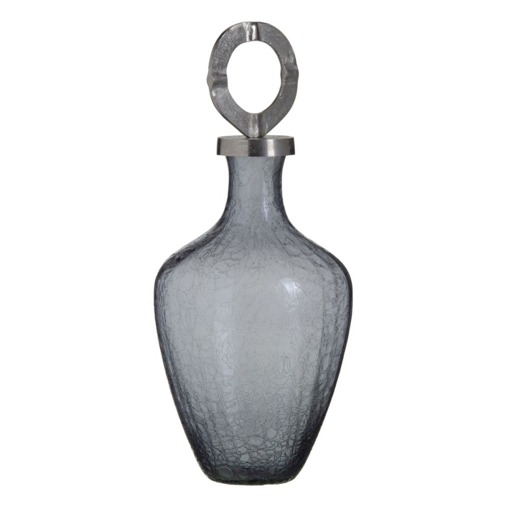 Vase Verre Gris Métal Argent 23 x 23 x 47 cm