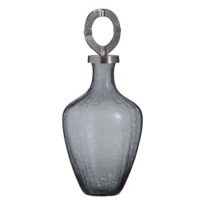 Vase Verre Gris Métal Argent 23 x 23 x 47 cm