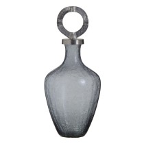 Vase Verre Gris Métal Argent 23 x 23 x 47 cm