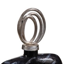 Vase 28 x 14 x 48 cm Verre Noir Métal Argent