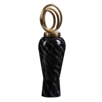 Vase Verre Noir Doré Métal 15 x 15 x 46 cm