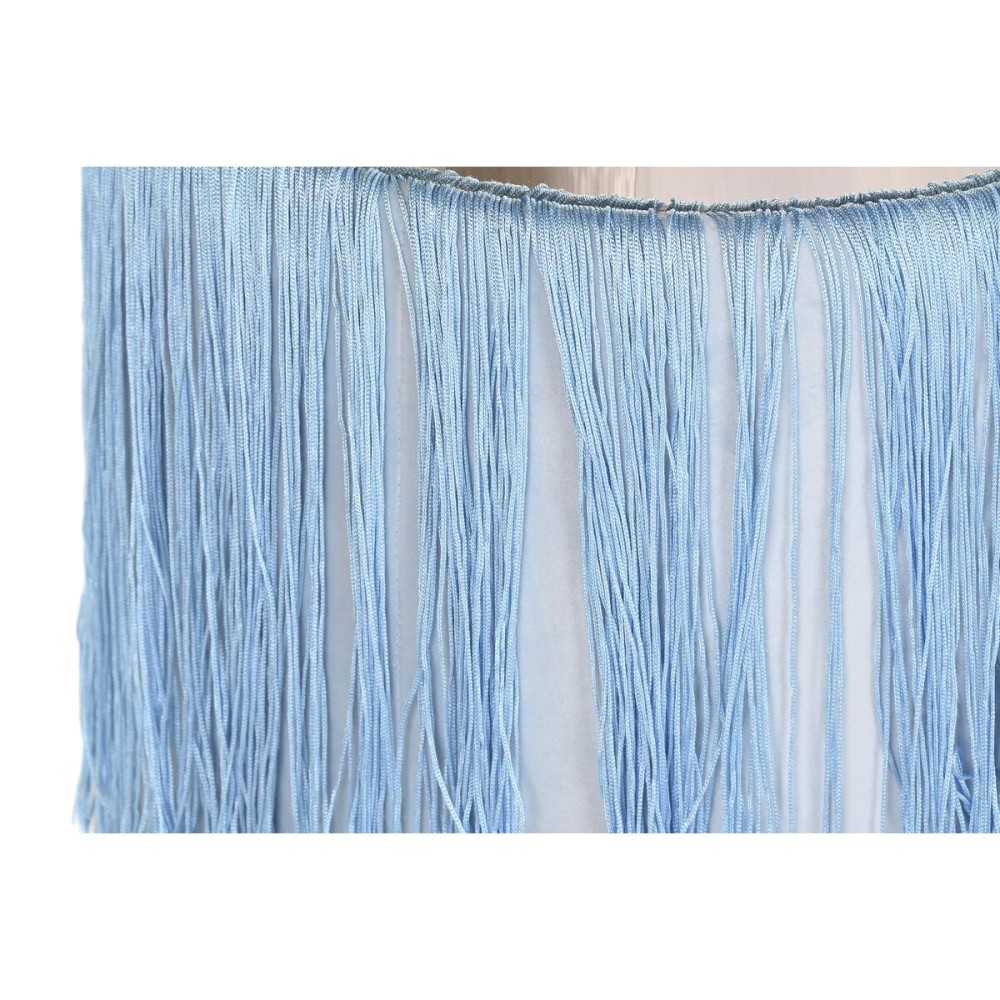 Footrest DKD Home Decor Silver Metal Sky blue Navy Blue Fringe 35 x 35 x 41 cm (2 Units)