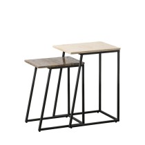 Beistelltisch 45 x 35 x 63,5 cm Braun Creme Marmor Eisen (2 Stück)