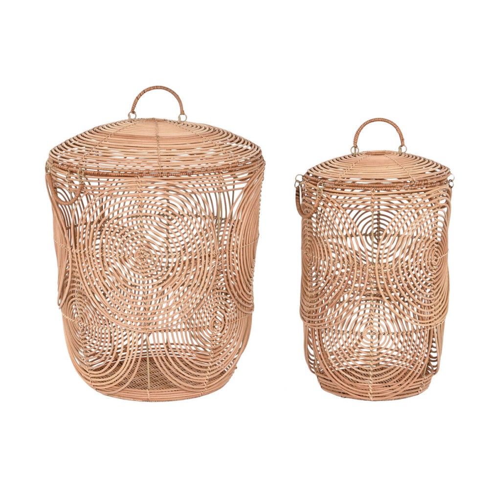 Basket set DKD Home Decor Natural Light brown Tropical 45 x 45 x 57 cm