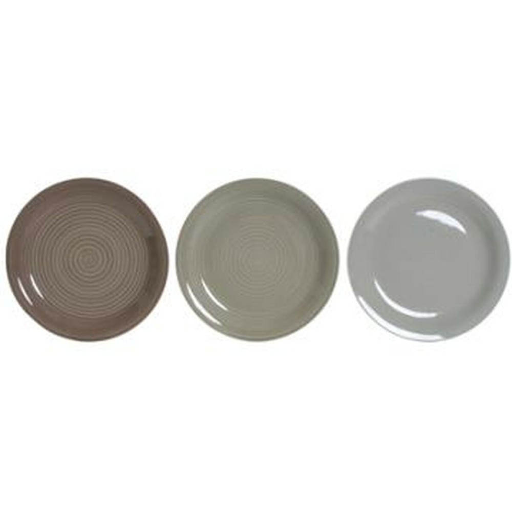 Tableware DKD Home Decor Brown Grey Stoneware 26,5 x 26,5 x 3 cm 18 Pieces