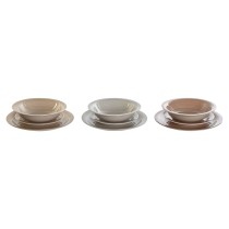 Assiettes DKD Home Decor Marron Gris Grès 26,5 x 26,5 x 3 cm 18 Pièces