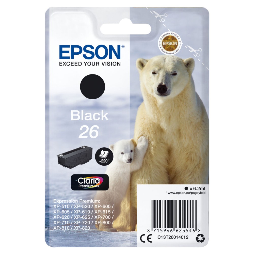 Original Ink Cartridge Epson C13T26014022 Black