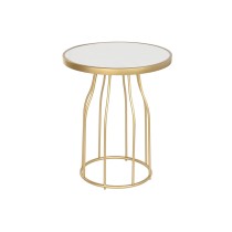 Beistelltisch DKD Home Decor Weiß Gold Metall Tafel 49 x 49 x 60,5 cm