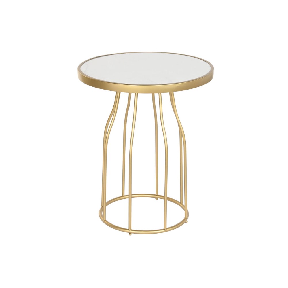 Beistelltisch DKD Home Decor Weiß Gold Metall Tafel 49 x 49 x 60,5 cm