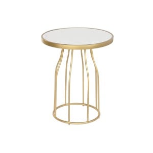 Table d'appoint DKD Home Decor Blanc Doré Métal Ardoise 49 x 49 x 60,5 cm