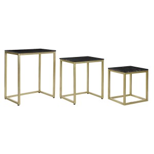 Set mit 3 Tischen DKD Home Decor Schwarz Gold 50 x 35 x 60 cm