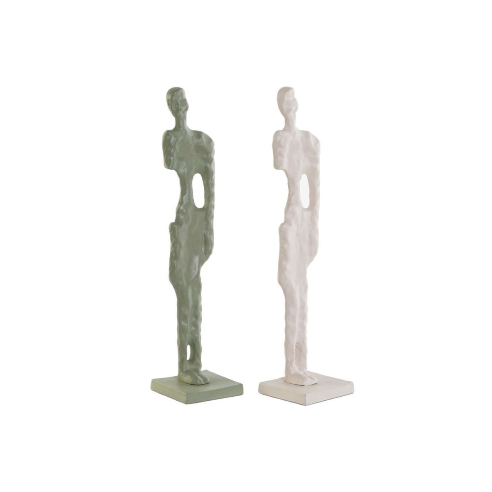 Decorative Figure DKD Home Decor White Green 9 x 9 x 40 cm (2 Units)