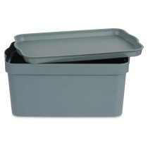 Boîte de rangement avec couvercle Gris Plastique 7,5 L 21 x 14,2 x 32 cm (12 Unités)