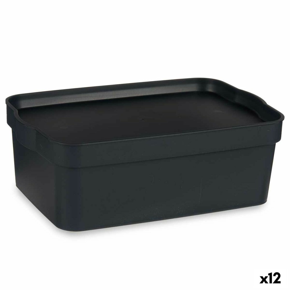 Boîte de rangement avec couvercle Kipit TP593-1 Anthracite Plastique 6 L 21 x 11 x 32 cm (12 Unités)