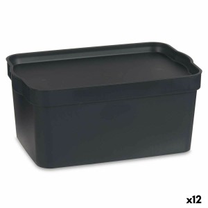 Boîte de rangement avec couvercle Kipit TP594-1 Anthracite Plastique 7,5 L 21 x 14,2 x 32 cm (12 Unités)