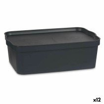 Storage Box with Lid Anthracite Plastic 14 L 29,5 x 14,3 x 45 cm (12 Units)