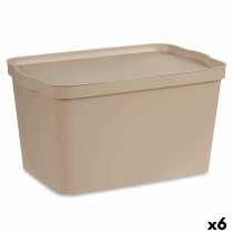 Aufbewahrungsbox mit Deckel Kipit TP596-3 Beige Kunststoff 24 L 29,3 x 24,5 x 45 cm (6 Stück)