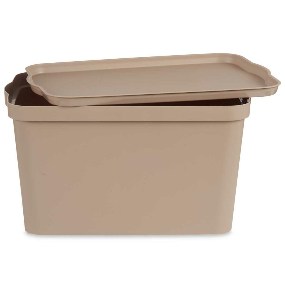 Boîte de rangement avec couvercle Kipit TP596-3 Beige Plastique 24 L 29,3 x 24,5 x 45 cm (6 Unités)