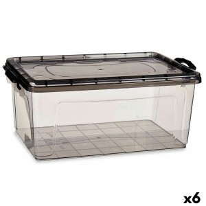 Storage Box with Lid Anthracite Plastic 22 L 32 x 20,5 x 50 cm (6 Units)