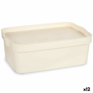 Storage Box with Lid Kipit TP593-4 Cream Plastic 6 L 21,5 x 11 x 31,5 cm (12 Units)