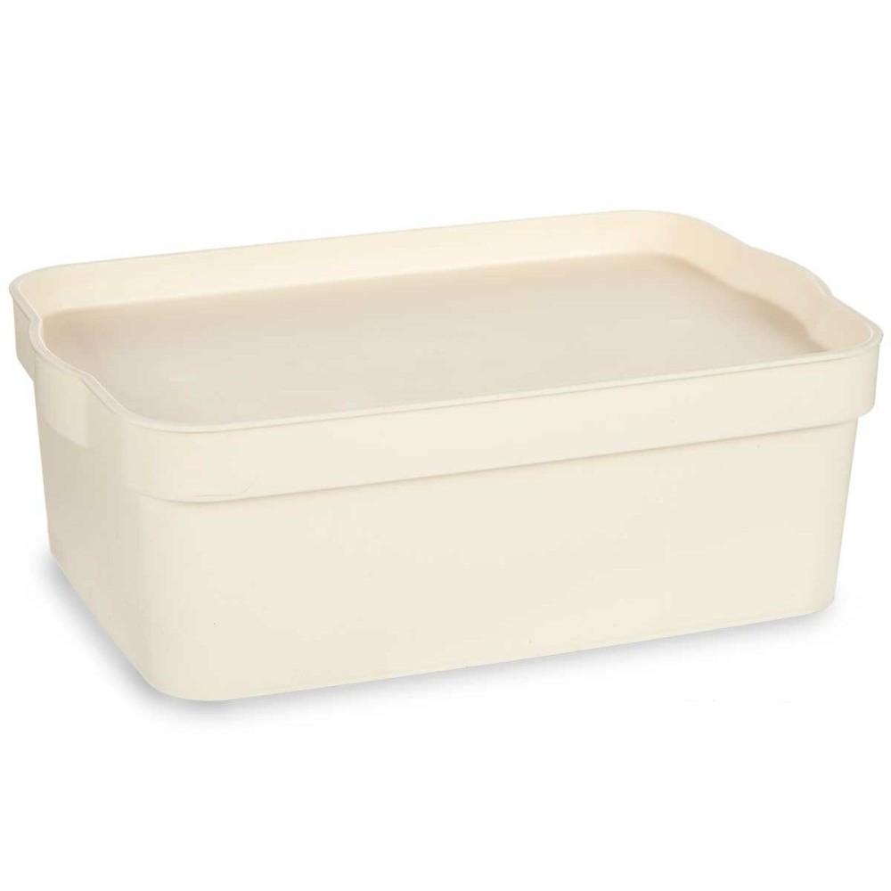 Storage Box with Lid Kipit TP593-4 Cream Plastic 6 L 21,5 x 11 x 31,5 cm (12 Units)