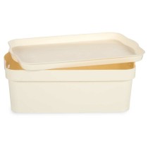 Storage Box with Lid Kipit TP593-4 Cream Plastic 6 L 21,5 x 11 x 31,5 cm (12 Units)